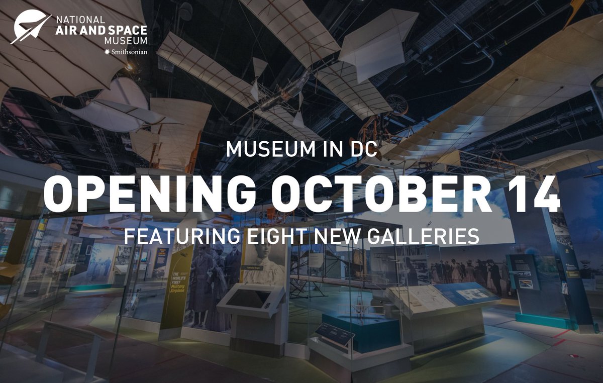 airandspace's tweet photo. The reimagined National Air and Space Museum in DC — featuring eight new galleries — will open October 14!

Free timed entry passes will be required to visit the Museum in DC and will be available starting September 14. Further details will be released soon. https://t.co/eEyKaC8cif