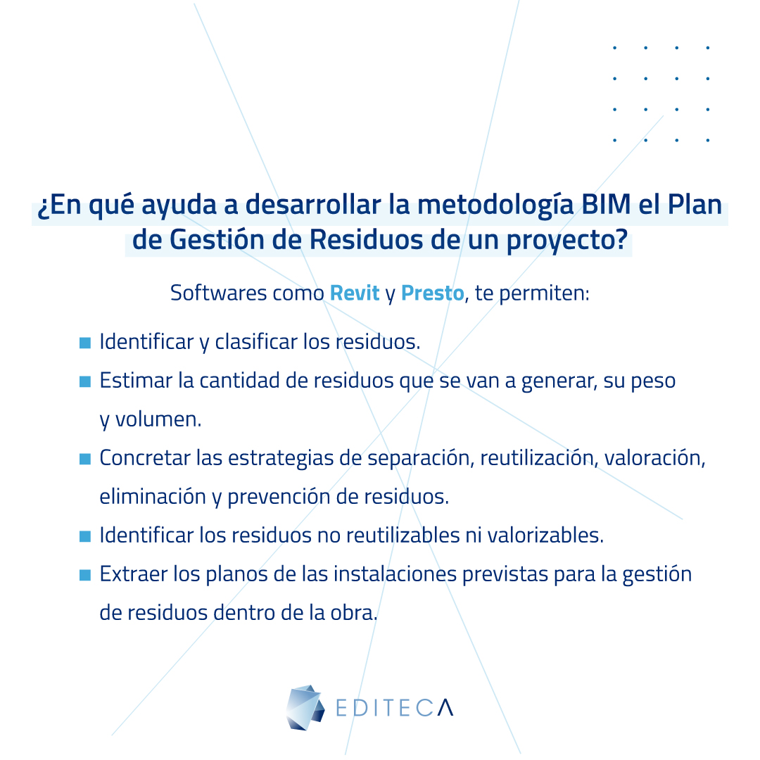 EditecaOnline's tweet image. A veces imputamos información en los #modelosBIM sin ser conscientes que nos puede ayudar a mejorar las estrategias de gestión de residuos e ir más allá del cumplimiento normativo🖥 ¿En qué nos puede ayudar la #metodologíaBIM en el Plan de Gestión de Residuos de un proyecto?