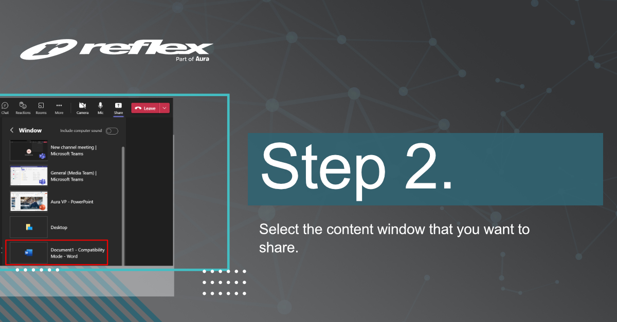 ReflexAV's tweet photo. Check out our top tip for this week: How to share content and see participants at the same time in MS Teams.

If you are using one laptop/monitor, then this is a quick and easy solution for you.

Let us know how you get on!

#TopTipTuesday #Reflexltd #msteams https://t.co/3pMU3avS8k