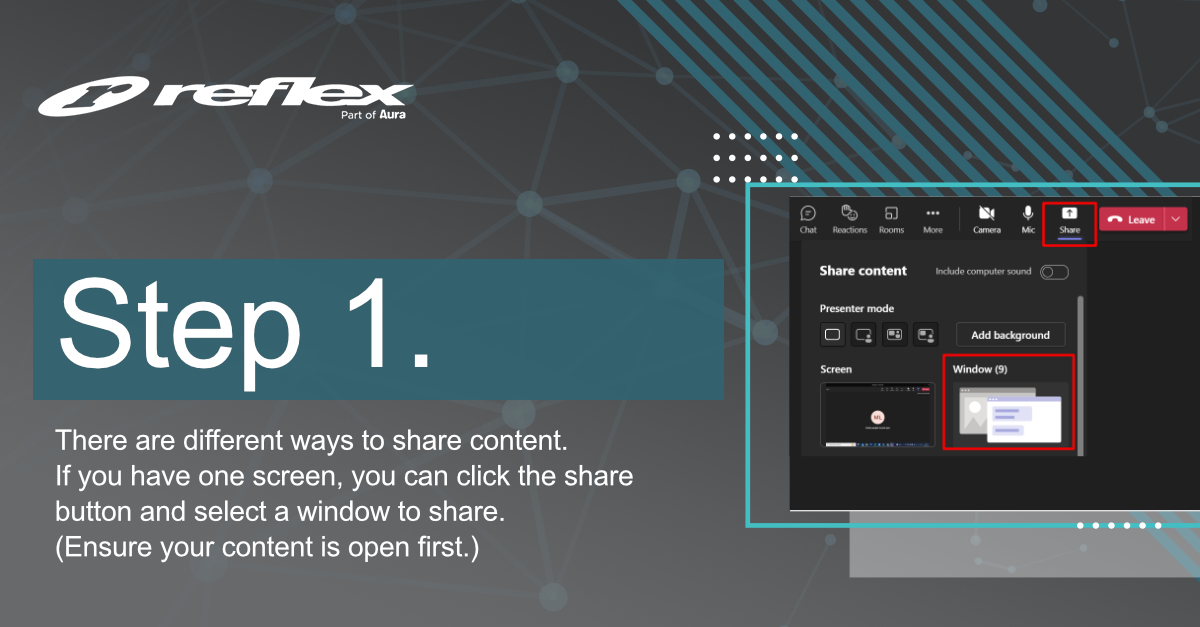 ReflexAV's tweet photo. Check out our top tip for this week: How to share content and see participants at the same time in MS Teams.

If you are using one laptop/monitor, then this is a quick and easy solution for you.

Let us know how you get on!

#TopTipTuesday #Reflexltd #msteams https://t.co/3pMU3avS8k