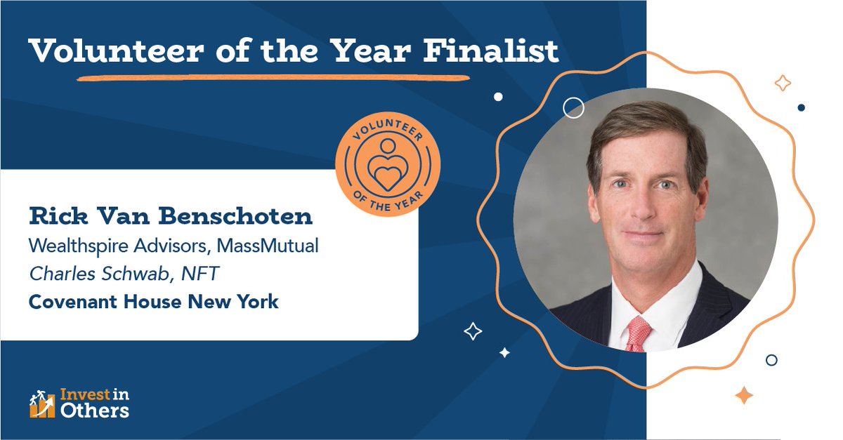 investinothers's tweet photo. Congratulations to Volunteer of the Year Award Finalist Rick Van Benschoten of Wealthspire Advisors/MassMutual in New York, N.Y., for his work with Covenant House New York

Learn more here: https://t.co/AMh1dy4I5K https://t.co/3eKqJQ5sHP