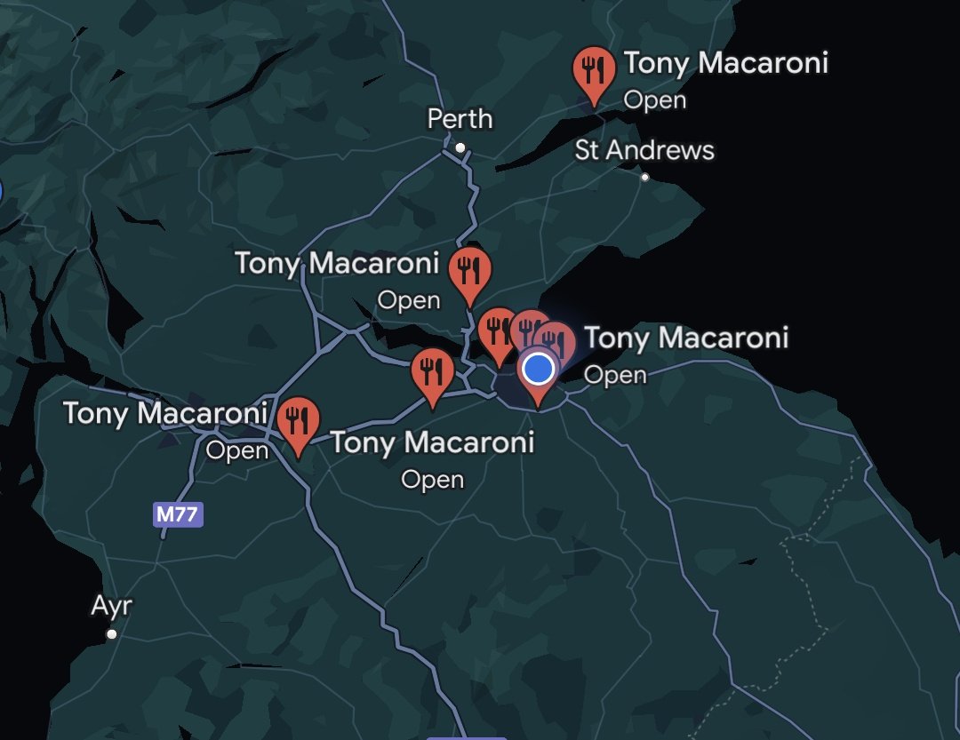 Zack_Not_Zac's tweet photo. @Squolm TIL 50% of all Toni Macaroni's exist in Edinburgh.

I thought the company was so much larger than this. https://t.co/orkDp47PXF