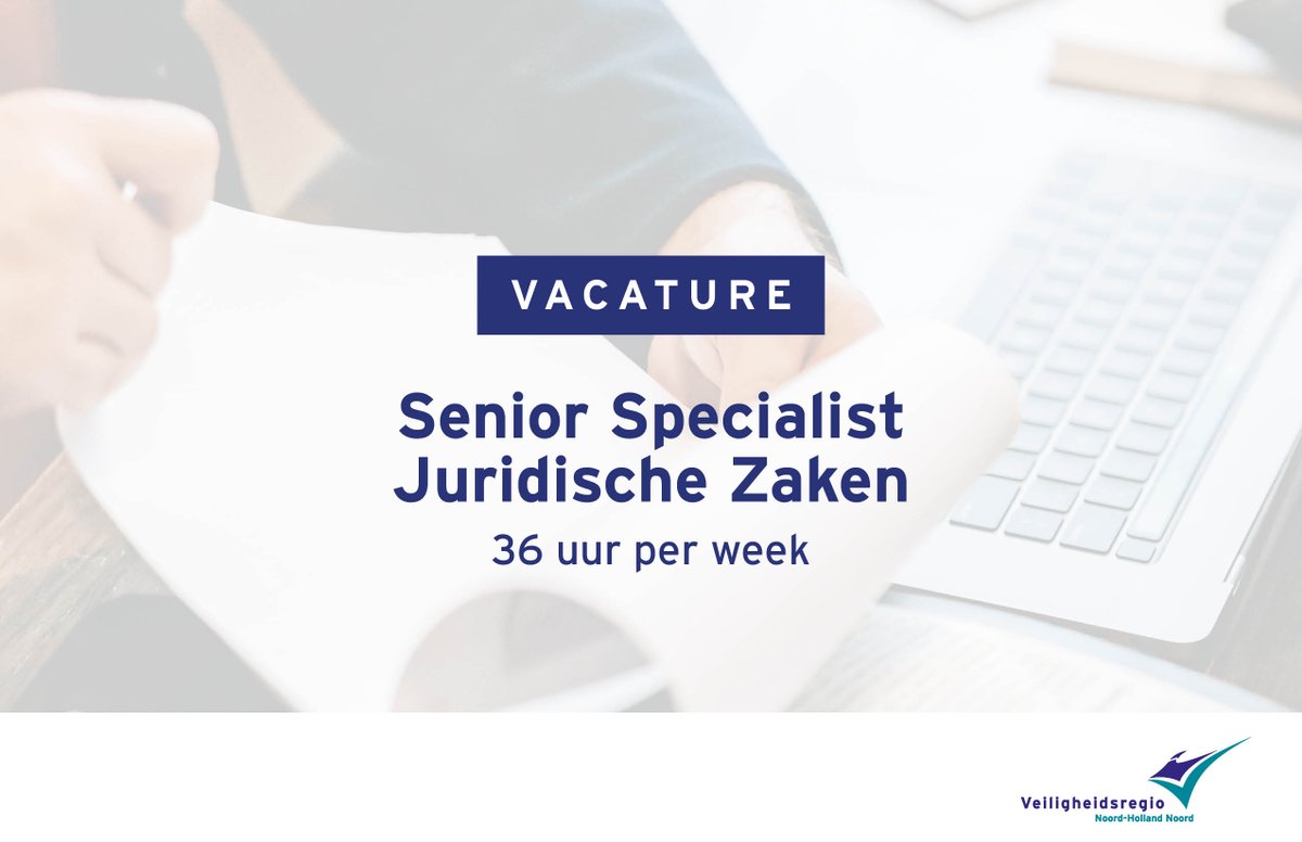 📢 #VACATURE. Ben jij een ervaren en energieke juridisch adviseur die graag met actuele juridische vraagstukken aan de slag gaat? Bekijk dan snel onze vacature 👉 bit.ly/3zRoSCr. Reageren kan tot en met 28 augustus 2022. Succes! 🍀