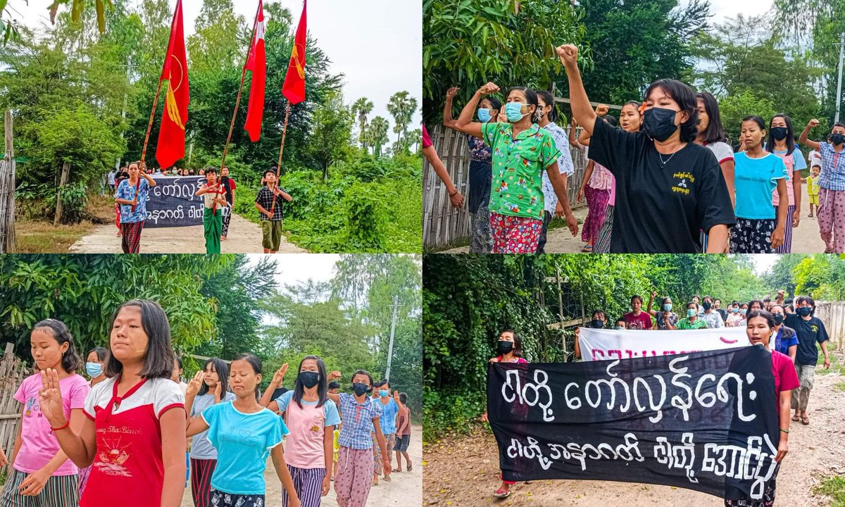 ActivistLittle's tweet photo. Anti-coup revolutionary strike in a village from Sagaing's Yinmabin township.

#2022Aug2Coup #OurGovernmentNUG #WhatsHappeningInMyanmar https://t.co/gl1G5lgBg1