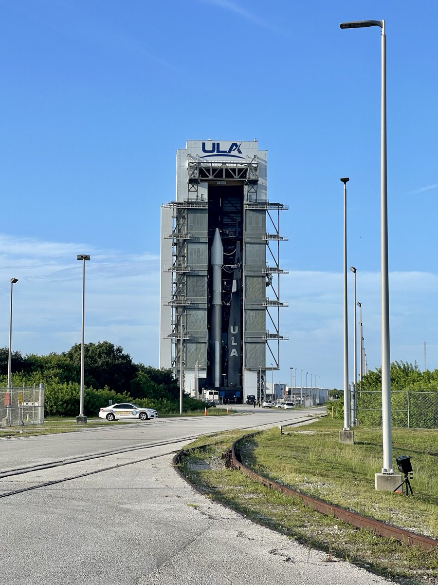 ulalaunch's tweet photo. Welcome to Rollout Day for ULA's #AtlasV rocket and @SpaceForceDOD #SBIRSGEO6 missile warning satellite. Liftoff from Space Launch Complex-41 at Cape Canaveral is planned for dawn Thursday at 6:29amEDT (1029 UTC). Live updates: https://t.co/0sG3wZG9i4 https://t.co/UB7fRy5gaB