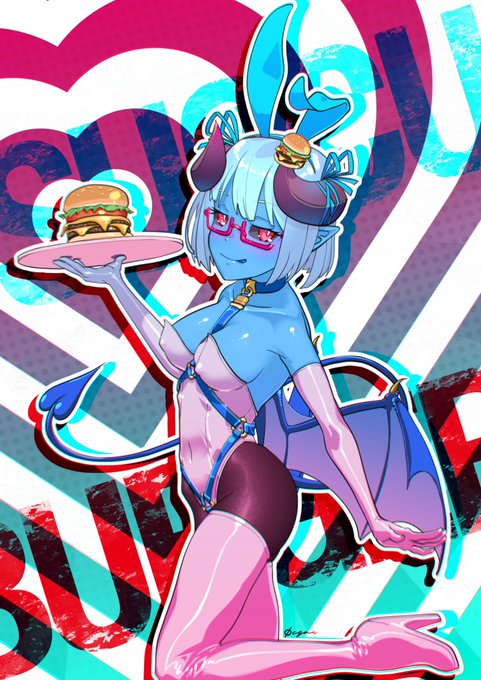 そしてこれは差分の完全覚醒青肌黒白目サキュバニーバーガーちゃん 