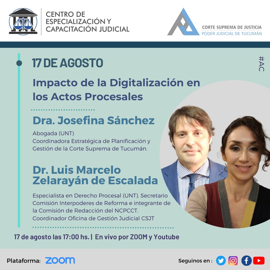 CECJtucuman's tweet photo. El @cecjtucuman presenta la programación del mes de agosto del "Programa de Actualización en el Nuevo Código Procesal Civil y Comercial de Tucumán. Institutos relevantes". https://t.co/aLAt0Ml6Kx