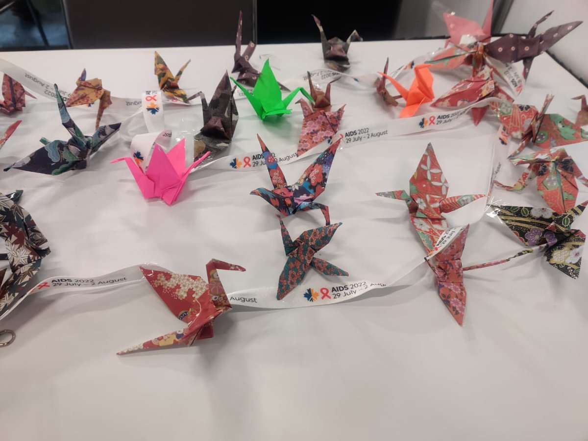 GFadvocates's tweet photo. No GFAN networking zone today #AIDS22 We collected the hundreds of paper crane made by advocates, friends and colleagues throughout the conference - each made to get us closer to our wish, #fullyfund the @GlobalFund @GFANAP @GFAN_Africa https://t.co/kpgUathm5U