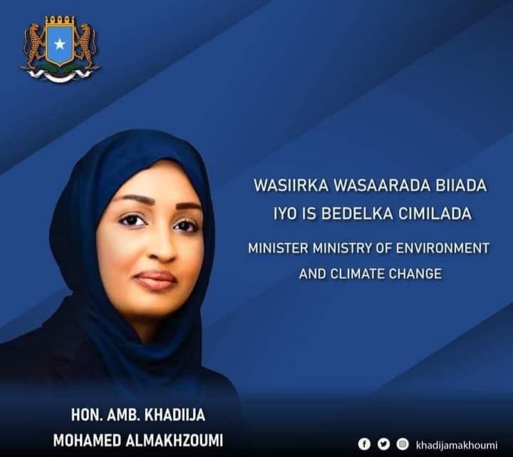 HodderClimate's tweet photo. Huge congratulations to the new Minister of Environment and Climate Change. A hugely important position and congrats to The Right Hon Khadiija Mohamed Almakhzoumi. #Somalia #ClimateAction @UNEP @UNDPSomalia @UNSomalia @UNSOS_ https://t.co/sXaOxQyE9h