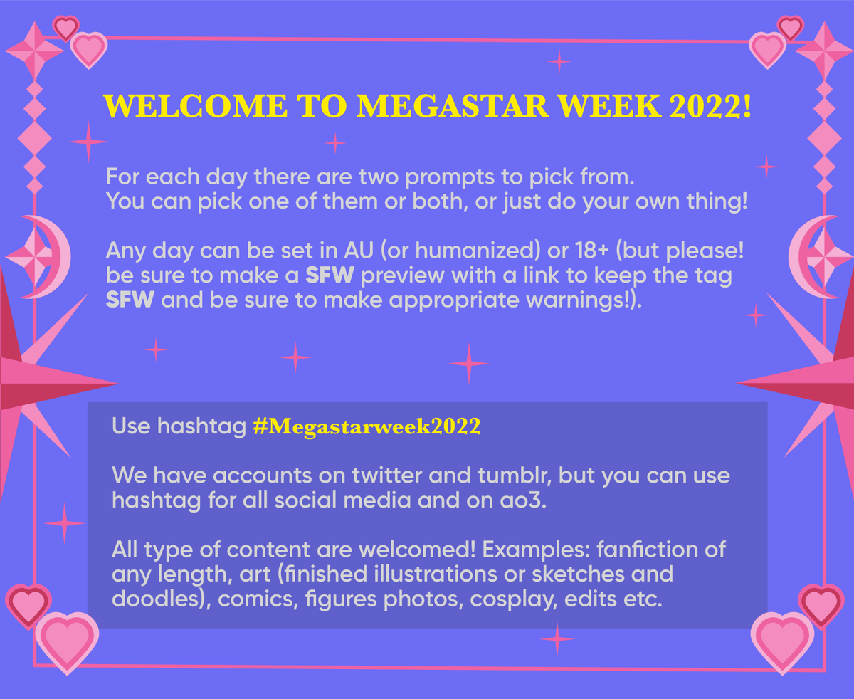 v0stower's tweet photo. #maccadams 
Hey everybody,who would like to participate in Megatron/Starscream ship week
Here is the prompt list for #Megastarweek2022 
(date: 21.09.22 - 01.10.22)
Rts are very appreciated!
Important reminder - please be respectful to our contributors, to each other and have fun! https://t.co/ua033r4ZCW