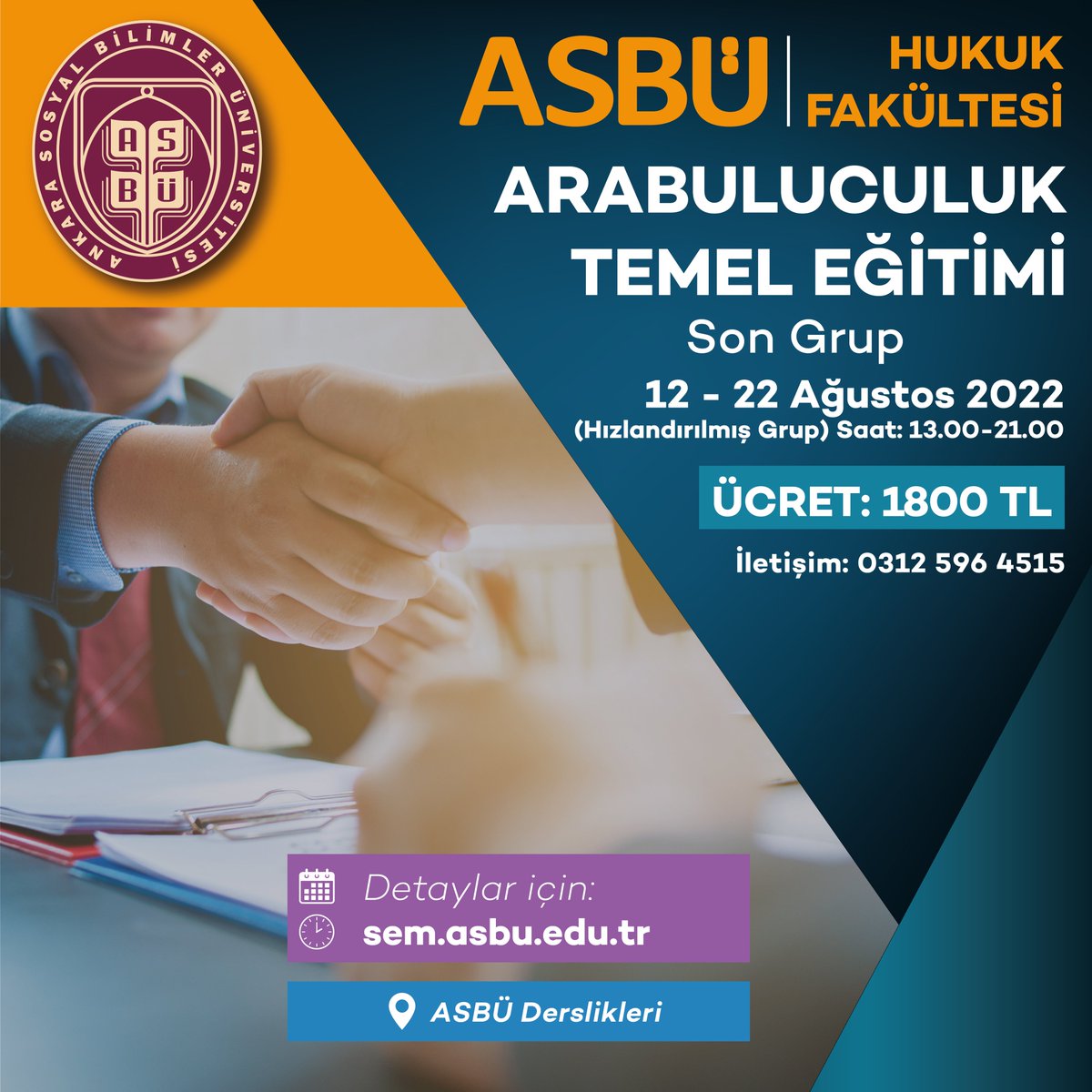 AsbuSem's tweet photo. Arabuluculuk Temel Eğitimi (Son Gruplar)

https://t.co/bug27gQNto

#eğitim #kurs #sertifika #üniversite #avukat #hukuk #yüzyüz #avukatlık #hukukçu #dava #mahkeme #müzakere #adalet #cezahukuku #kanun #hakim #hukukfakültesi #uzlaştırmacı #arabulucu #arabuluculuk #arabuluculuksınavı https://t.co/8ePCRQcBua