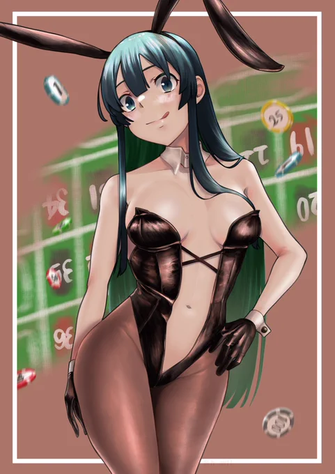 新規の持ち合わせが無いので超過去絵#バニーの日 #バニーの日なのでうちの子にバニーガールさせる (元からバニーガール) 