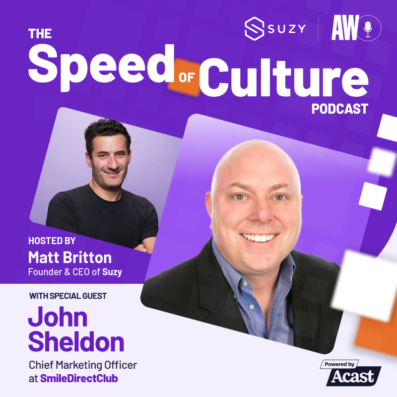 AskSuzyBiz's tweet photo. Episode 9 of The Speed of Culture podcast is here! Suzy Founder &amp; CEO @mattyb spoke to @jsheldonus, Chief Marketing Officer at @SmileDirectClub, about the customer experience, innovation, and the consumerization of healthcare. 
🎧 Listen today!