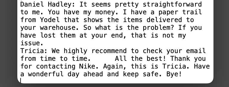WaferHadley's tweet photo. @nikestore I highly recommend you check your warehouse from time to time, and in the meantime refund my account. Voucher not acceptable. All the best! https://t.co/pEESbmnka8