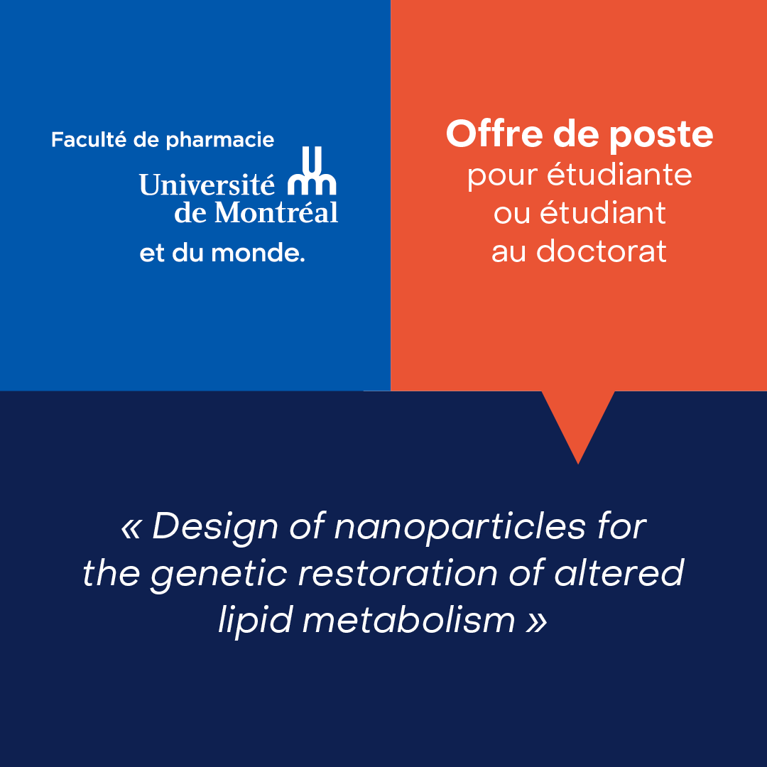 Faculté de pharmacie (@pharm_umontreal) on Twitter photo Une opportunité de contribuer au projet des professeurs <a href="/DBrambilla_Lab/">Davide Brambilla</a> et <a href="/GravelSP/">Simon-Pierre Gravel</a>! bit.ly/3OP3bXH Une opportunité de contribuer au projet des professeurs <a href="/DBrambilla_Lab/">Davide Brambilla</a> et <a href="/GravelSP/">Simon-Pierre Gravel</a>! bit.ly/3OP3bXH