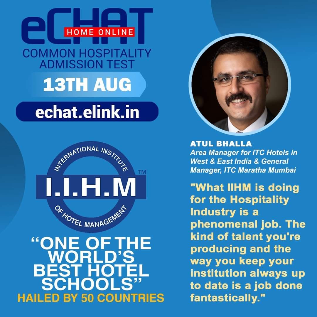 Atul Bhalla, Area Manager of ITC Hotels in West &amp; East #india &amp; GM of ITC Maratha, Mumbai - A Luxury Collection Hotel praises IIHM for producing talented Students and keeping the Institute at par with industry standards!

Register today at echat.elink.in to join IIHM.