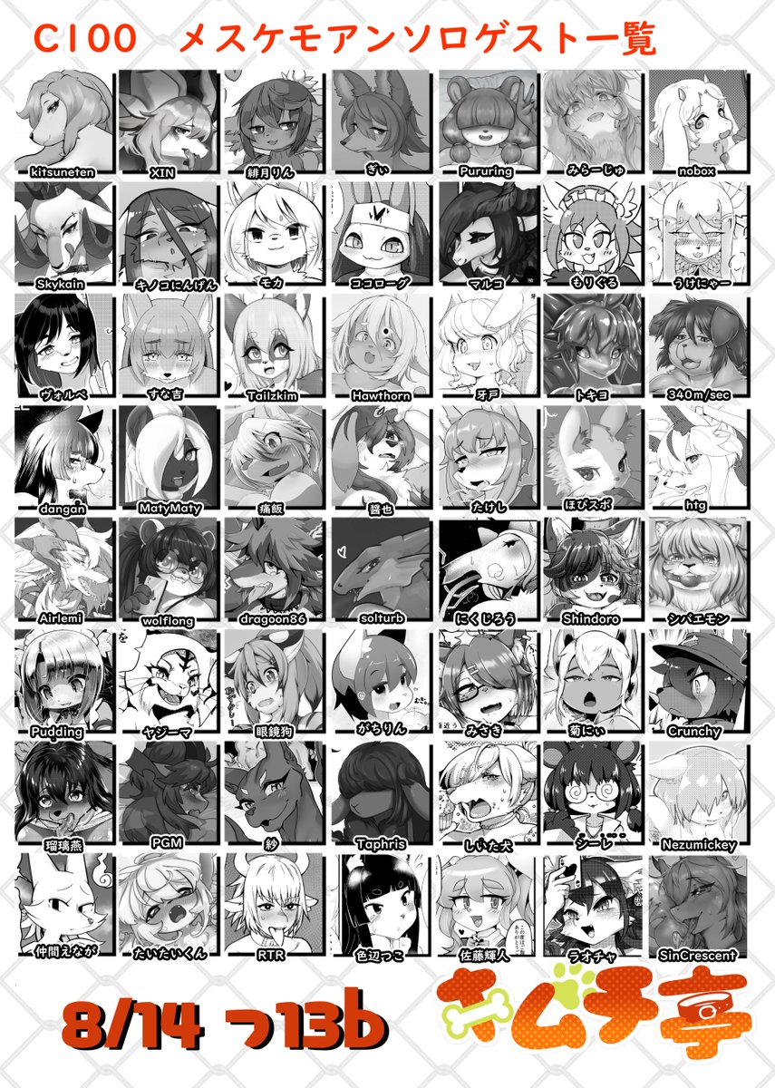 コミケのメスケモアンソロゲストさんです
comicmarket100 furry anthlogy♀ 
