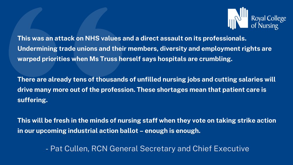 theRCN's tweet photo. Liz Truss' regional pay proposals were an attack on an NHS already facing a staffing crisis – the U-turn won’t change that.

Proposing it during a cost-of-living crisis was an insult to nursing staff everywhere, it's time for #FairPayForNursing. Read more: https://t.co/Zqc3vn8kSa https://t.co/7oiCosVV6S