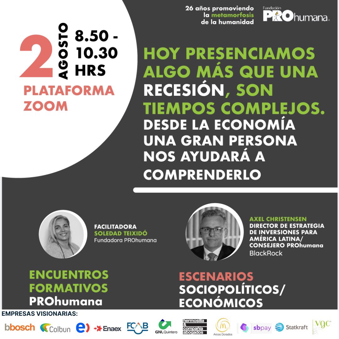 ¡Comenzamos! Encuentros Formativos PROhumana junto a <a href="/axelchri/">Axel Christensen</a>, Director de Estrategia de Inversiones para América Latina de <a href="/BlackRock/">BlackRock</a>