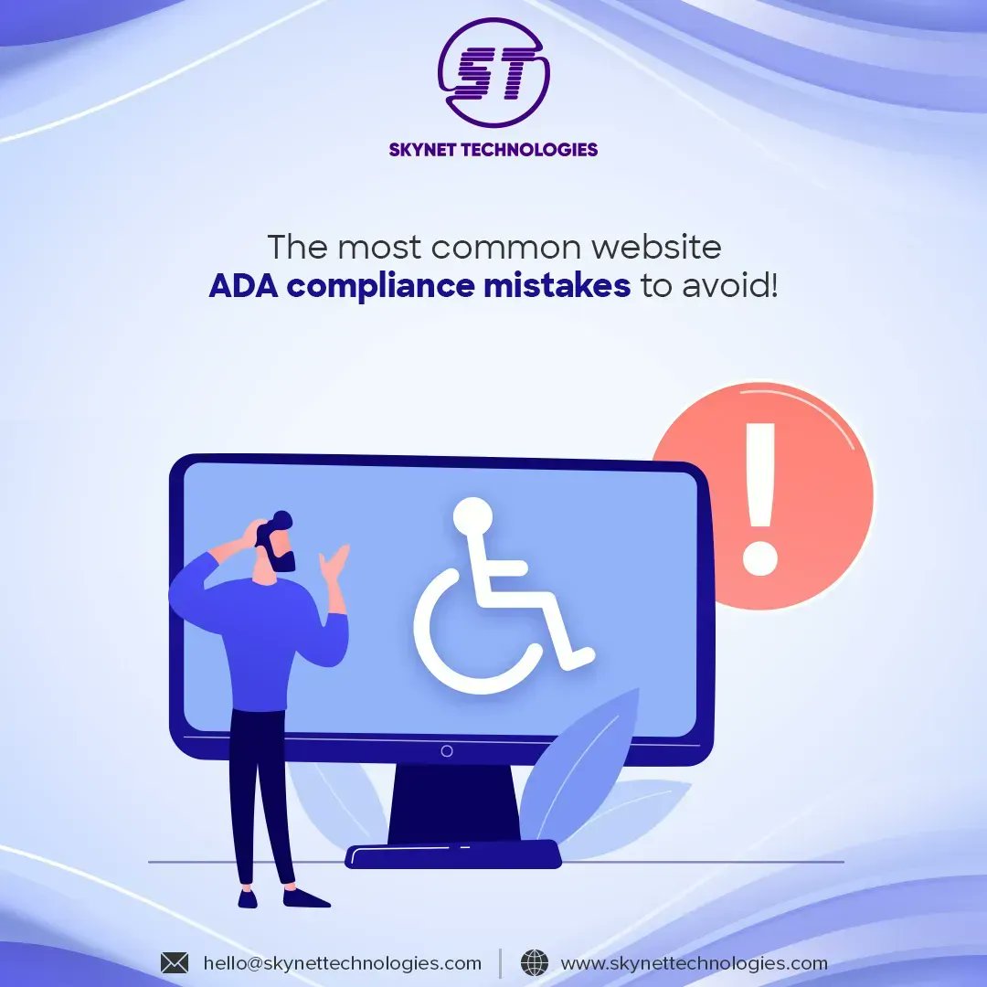 Skynet_LV's tweet image. The most common website ADA compliance mistakes to avoid!

buff.ly/3zZL8tX

#ADAWebsite #ADAWebDesign #ADACompliantWebsite #WebAccessibility #ADAStandards #Nevada #Florida #Gainesville #Ohio #USA #Australia