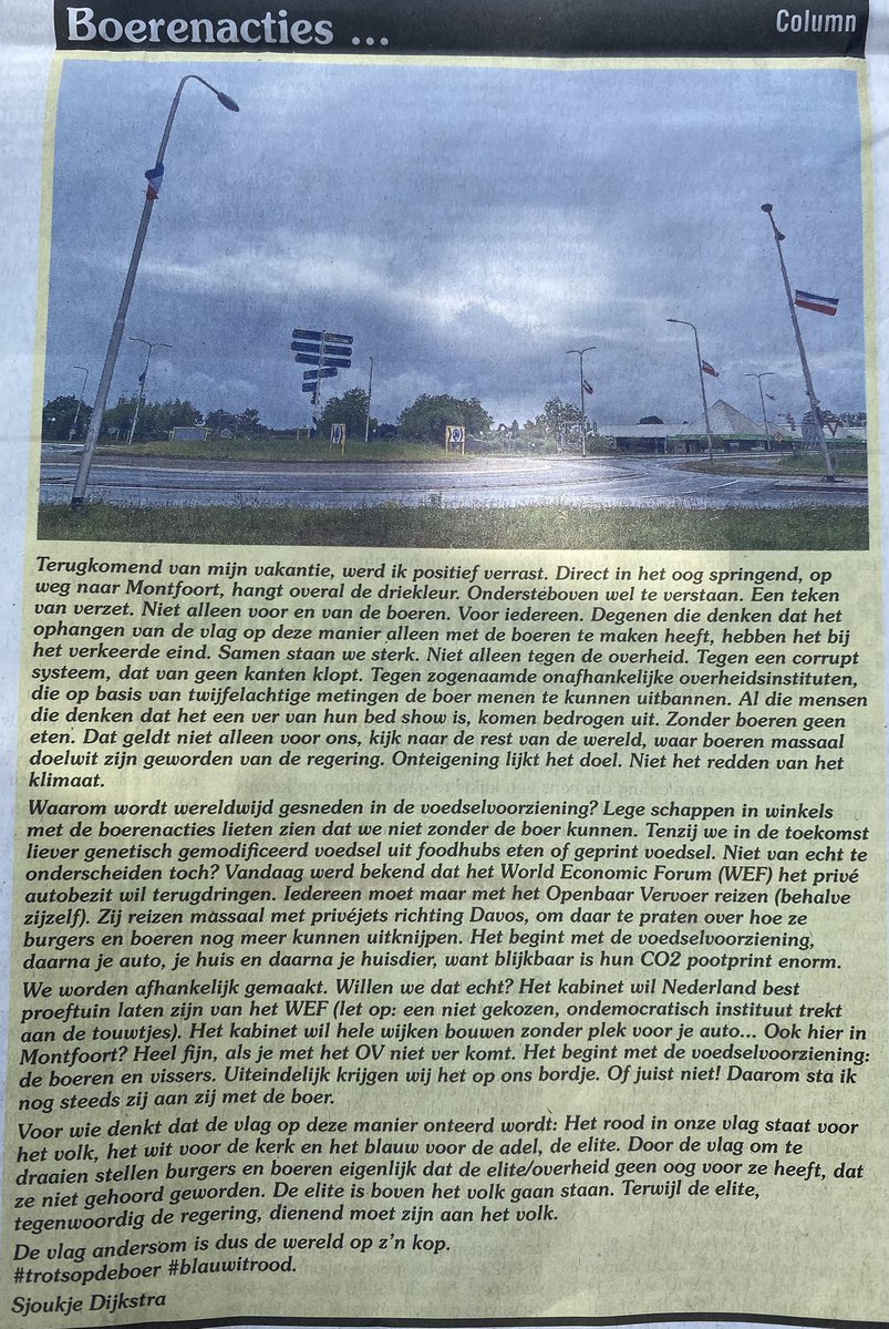 s_dijkstra1980's tweet photo. Leestip: Column 👇🙏 🧑‍🌾 #ikondersteunonzeboeren #trotsopdeboer Vandaag in De #IJsselbode 🙏  @ijsselbode 🙏

Dit gaat niet alleen om de #boeren. Het gaat ons allemaal aan…! 

#TheGreatReset #BarbaraBaarsma #stikstofwaanzin #Baarsma @lientje1967 https://t.co/kMMWqB3rNT
