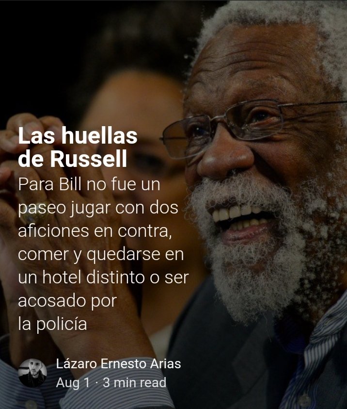 🏀🖤 LAS HUELLAS DE RUSELL

Para Bill Russell no fue un paseo enfrentarse a dos aficiones, comer y quedarse en un hotel distinto, ser acosado por la policía o sus propios vecinos 

✍️ Lázaro Ernesto Arias Yusta
<a href="/entiempomuerto1/">Tiempo Muerto 🏆🇨🇺</a>

t.me/TiempoMuertoDe…