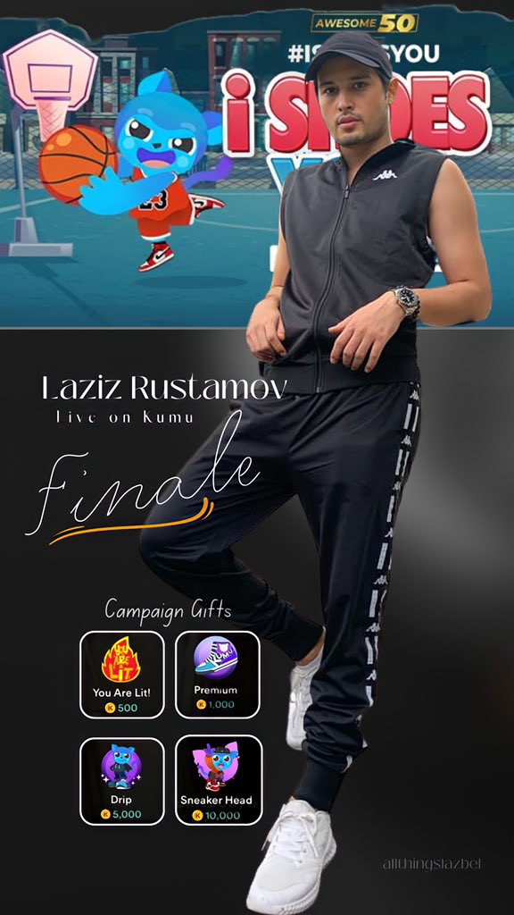 Laziz is live now on Kumu! ✨

Let’s support his I Shoes You Campaign Finale by sharing and dropping campaign gifts:
• You are lit
• Premium
• Drip
• Sneaker Head

🔗: app.kumu.ph/OXl0vSpkasb

#LazBel #IsabelLaohoo #LazizRustamov