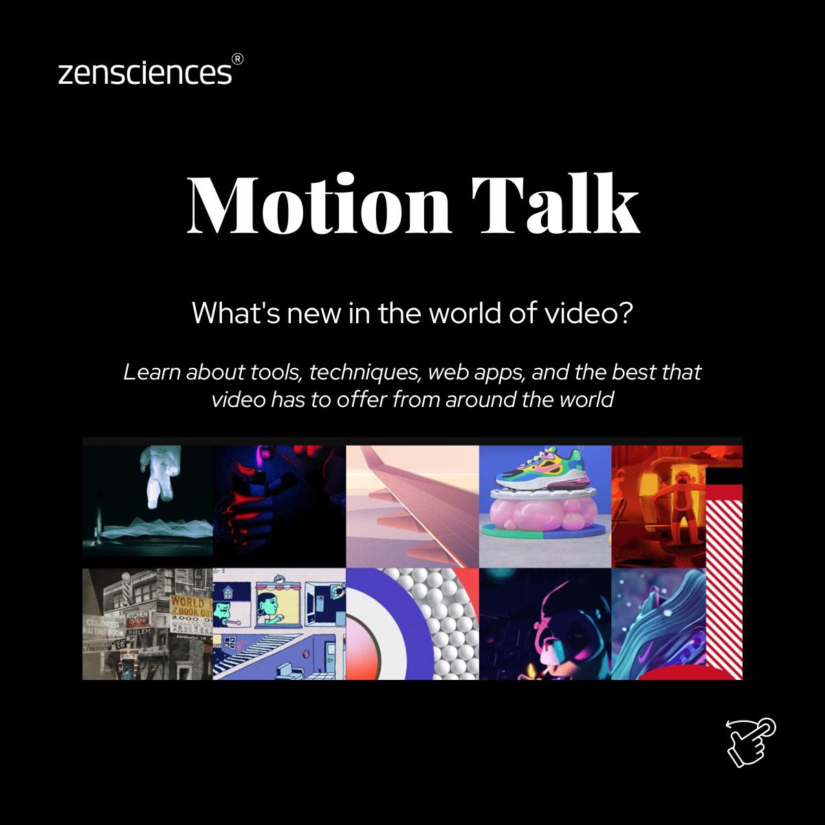 zensciences's tweet photo. Next up, the video team! Motion Talk is an internal session launched to explore and learn from the world of video. Each week we roll out a newsletter with highlights from the session, and now you can subscribe to it too! Video junkies, this one’s for you - https://t.co/W7dATdHliY https://t.co/PMAxOWeroG