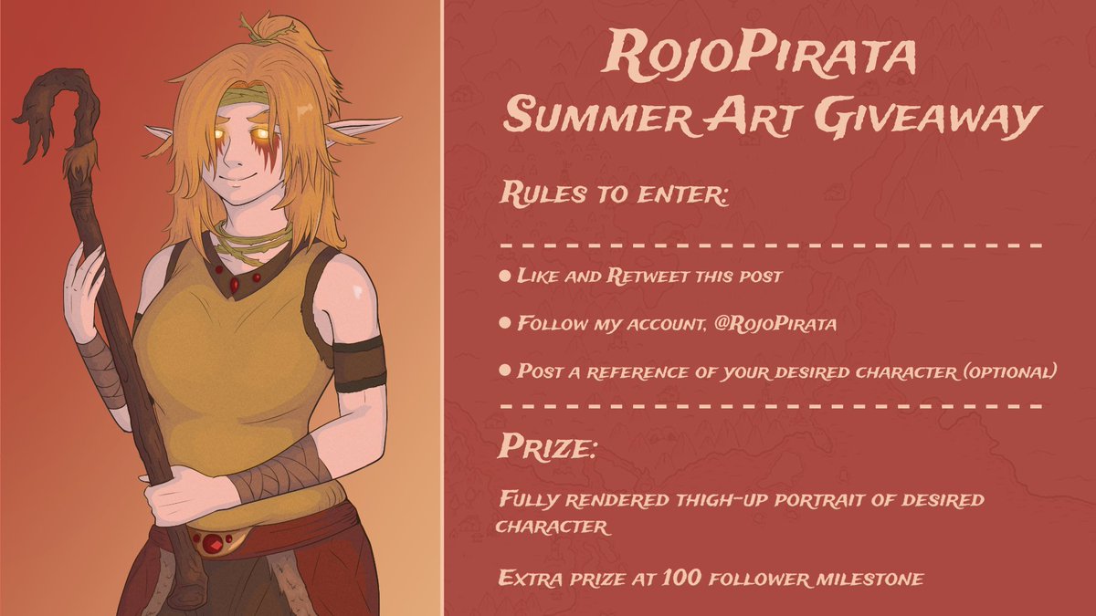RojoArts's tweet photo. Yo-ho-ho!

Happy to announce that I am once again doing an Art Giveaway. Instructions below.

GIVEAWAY DEADLINE: AUGUST 21 2022

Remember to share to your friends! https://t.co/5gajxxmoz9