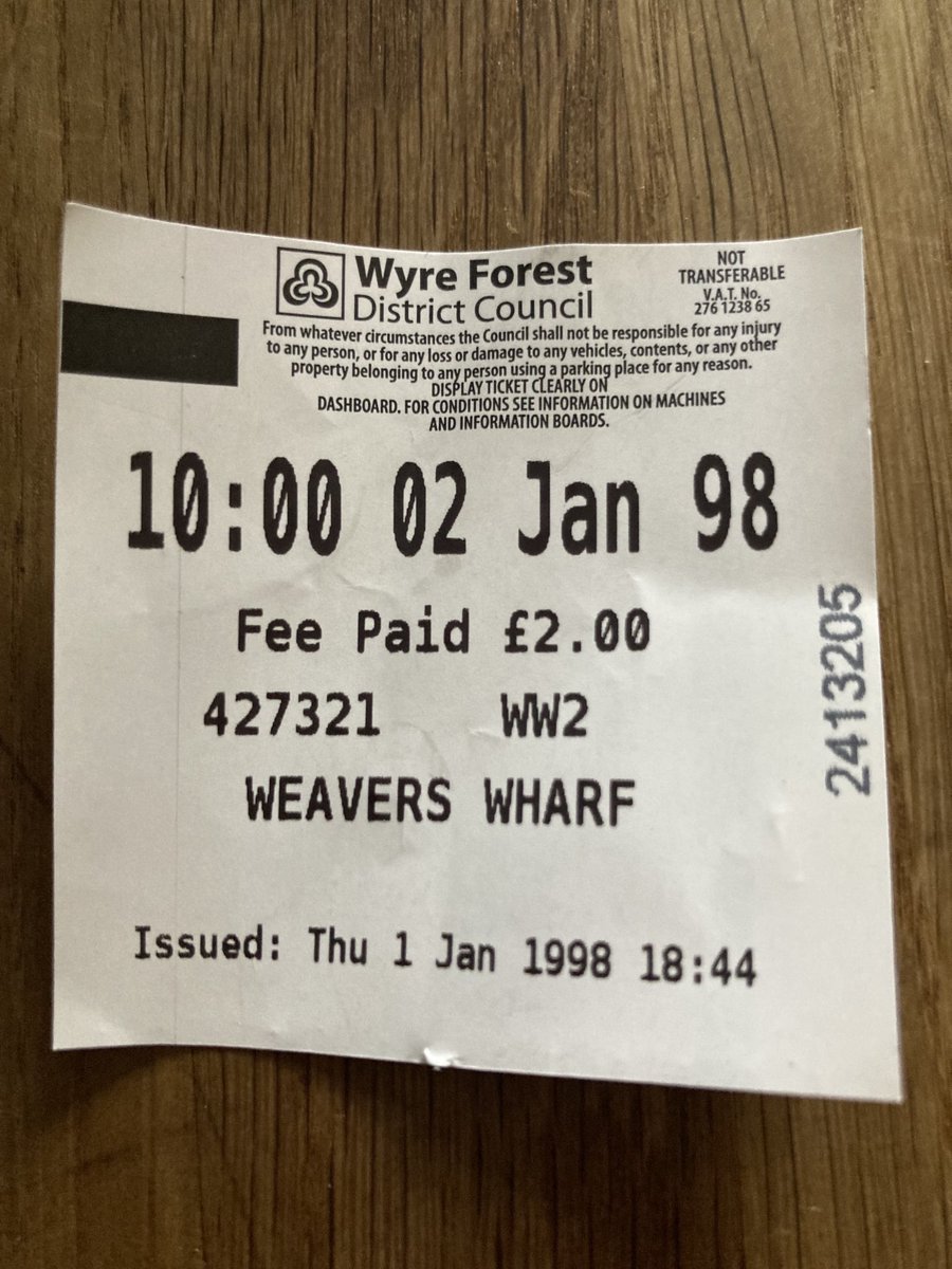 It appears my parking ticket from this morning ran out 24 years ago ! ⁦<a href="/WyreForestDC/">Wyre Forest DC</a>⁩ I think there is a computer glitch or perhaps I inadvertently travelled back in time.