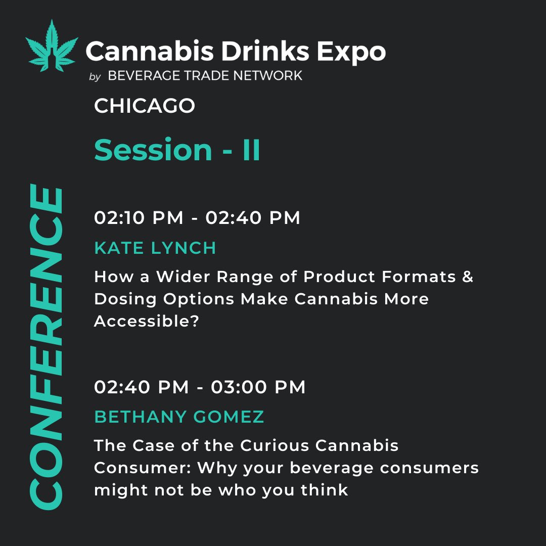 DrinksCannabis's tweet photo. Conference Schedule for the Second Session at the Cannabis Drinks Expo Chicago!
Where?
Midwest Conference Center, Chicago
Grand Ballroom
#session #conferencesession #conference #cannabis #cannabisdrinksexpo #expo https://t.co/n3SdhZrq9W