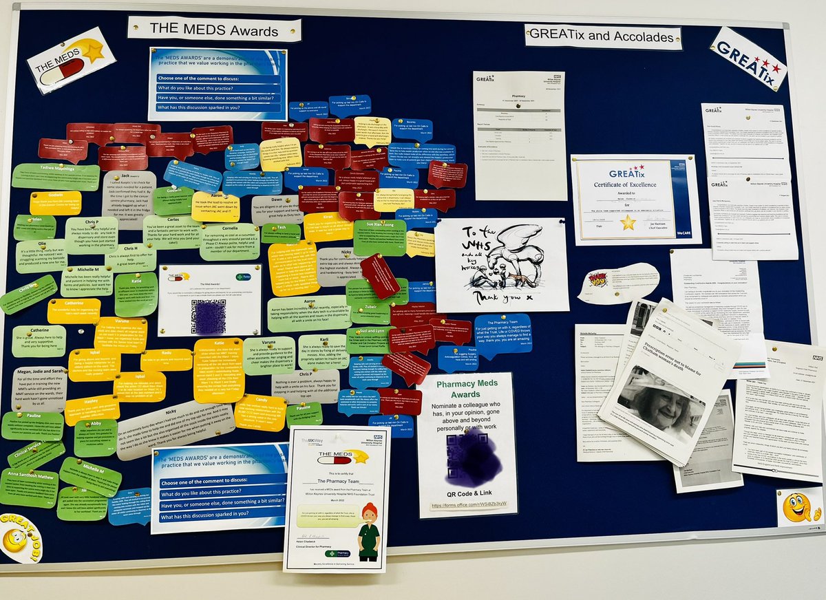 PaedED's tweet photo. There are many ways to appreciate staff in #NHS 

Met Michelle in Pharmacy @MKHospital today to chat about Greatix and MEDS awards 

So many staff going above and beyond everyday 💙💙💙 https://t.co/rG61gcKJIH