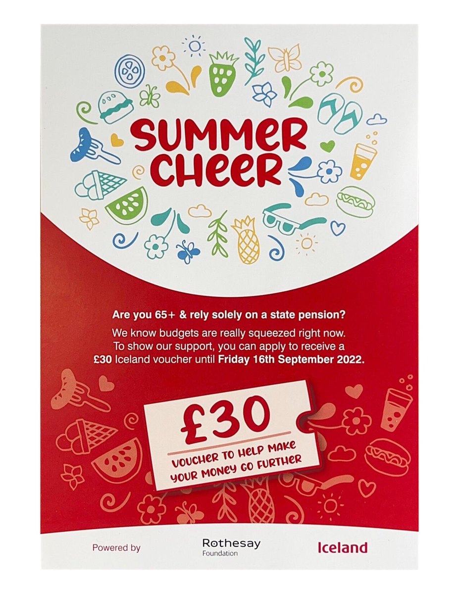 ConnectLambeth's tweet photo. Are you 65+ &amp; rely solely on a state pension? 

We know budgets are really squeezed right now, to show our support you can apply to receive a £30 @IcelandFoods voucher until Friday 16th September 2022

Call 0800 098 7877 (Mon-Fri, 9am-5pm) or visit; https://t.co/3cxSTT4lHQ https://t.co/xKb80D4NxY