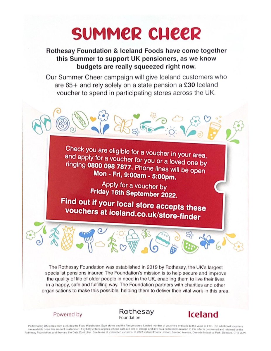 ConnectLambeth's tweet photo. Are you 65+ &amp; rely solely on a state pension? 

We know budgets are really squeezed right now, to show our support you can apply to receive a £30 @IcelandFoods voucher until Friday 16th September 2022

Call 0800 098 7877 (Mon-Fri, 9am-5pm) or visit; https://t.co/3cxSTT4lHQ https://t.co/xKb80D4NxY