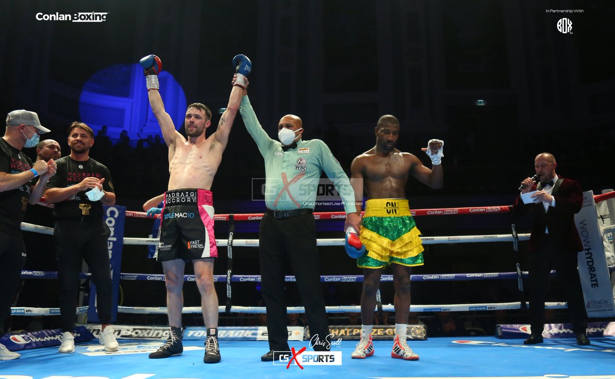 TenchuSports's tweet photo. 🔙⏰🥊 Last Time Out
@padraigmc1988 stops Celso Neves to retain his WBC International Silver Super Middleweight Title at the @UlsterHall
📷 © @ChrisScottPics • @CSXSports
#PadraigMcCrory #ConlanBoxing #CSXSports #Belfast #Boxing #BoxInc https://t.co/rSWTDsYKYX