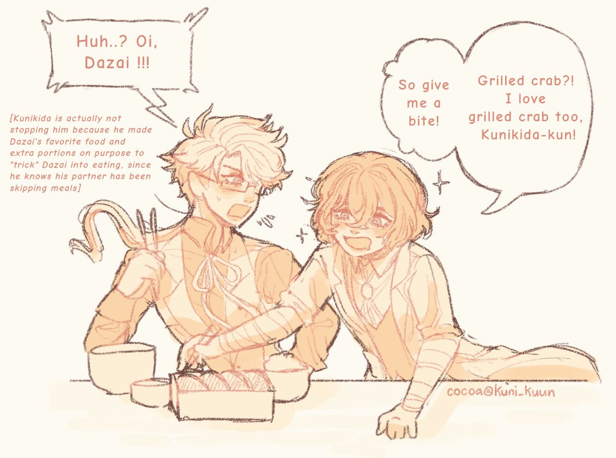 kuni_kuun's tweet photo. Dazai thinks hes bothering Kunikida (he is) but little did he know things are going according to Kunikida's plan to take care of his partner

#kunikidazai #BungouStrayDogs https://t.co/bFURNdbULH