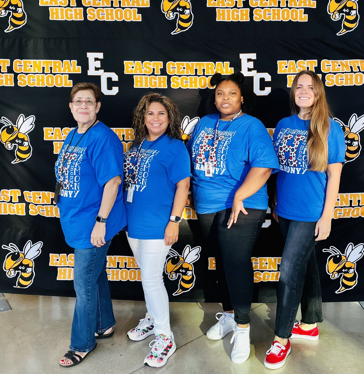 PG_Rising's tweet photo. @harmonyecisd 3rd grade team showing up and showing out today! Welcome Back Ladies!!! #hawksnation #inspireHarmony https://t.co/73zOmcpsKI