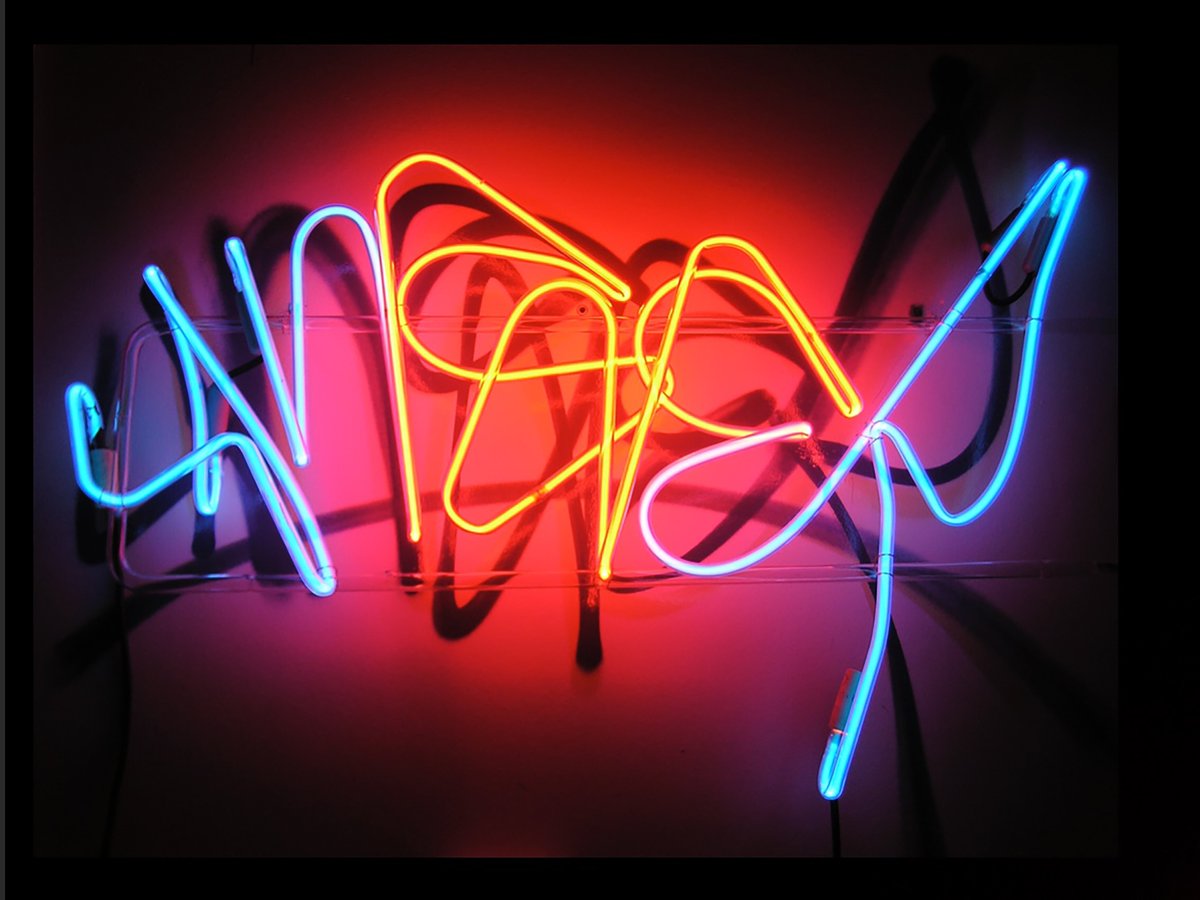 craftcouncil's tweet photo. Leo Tecosky does more than make graffiti in glass—he captures the spirit of a cultural movement. Tecosky is a Brooklyn-based artist whose exquisite blown glass and neon objects and installations grow out of, and contribute to, hip hop culture. Read more!

https://t.co/vd8caIaLAq https://t.co/oYyRIdhJp9