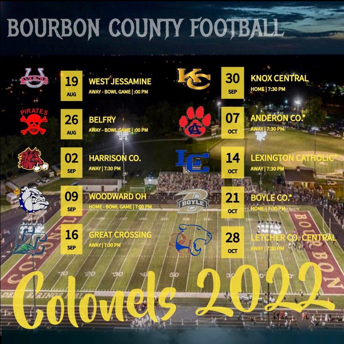 Bourbon County vs West Jessamine | Kentucky High School Football 2022
Colonels @ Colts
West Jessamine (Nicholasville, KY)
Bourbon County (Paris, KY) on Friday, August 19 @ 6p.
Supports @ thsf-2.com 📺bit.ly/Varsity_Footba…