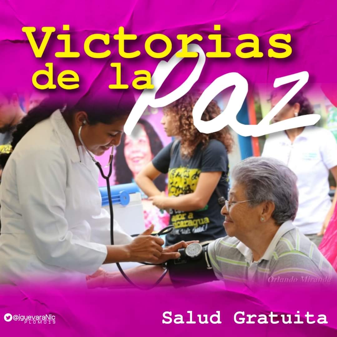 Caminamos #UnidosEnVictorias garantizando la Salud gratuita y de calidad y Tod@s vivimos con las
#VictoriasDeLaPaz 

<a href="/Atego16/">@🅰🆃🅴🅶🅾 🇳🇮</a> <a href="/RDRFSLN_/">RDRFSLN_🇳🇮❤🖤</a> <a href="/LaZelayita/">La Zelayita 🇳🇮</a>