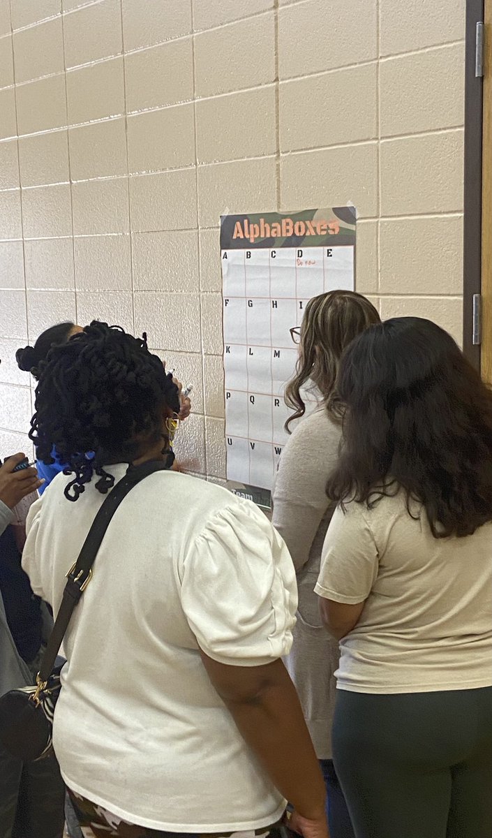 upshaw_kelli's tweet photo. The @landis_es teaching staff is officially in boot camp this morning! @AliefLearns #alphaboxes https://t.co/i8kpD8qDyu