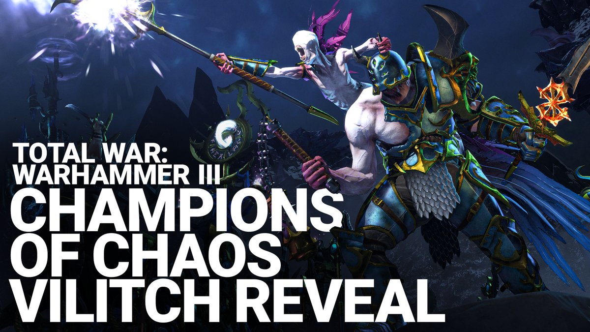 totalwar's tweet photo. We’d like to introduce you to the third (and third-and-a-half) Legendary Lord joining the Champions of Chaos—Vilitch the Curseling—the malformed sorcerer-twin and living manifestation of Tzeentch’s twisted delight in anarchy!

📜 https://t.co/qL4PiYtE1F
🎥 https://t.co/oYqxFU4Sqq https://t.co/JNP3rzCTI7