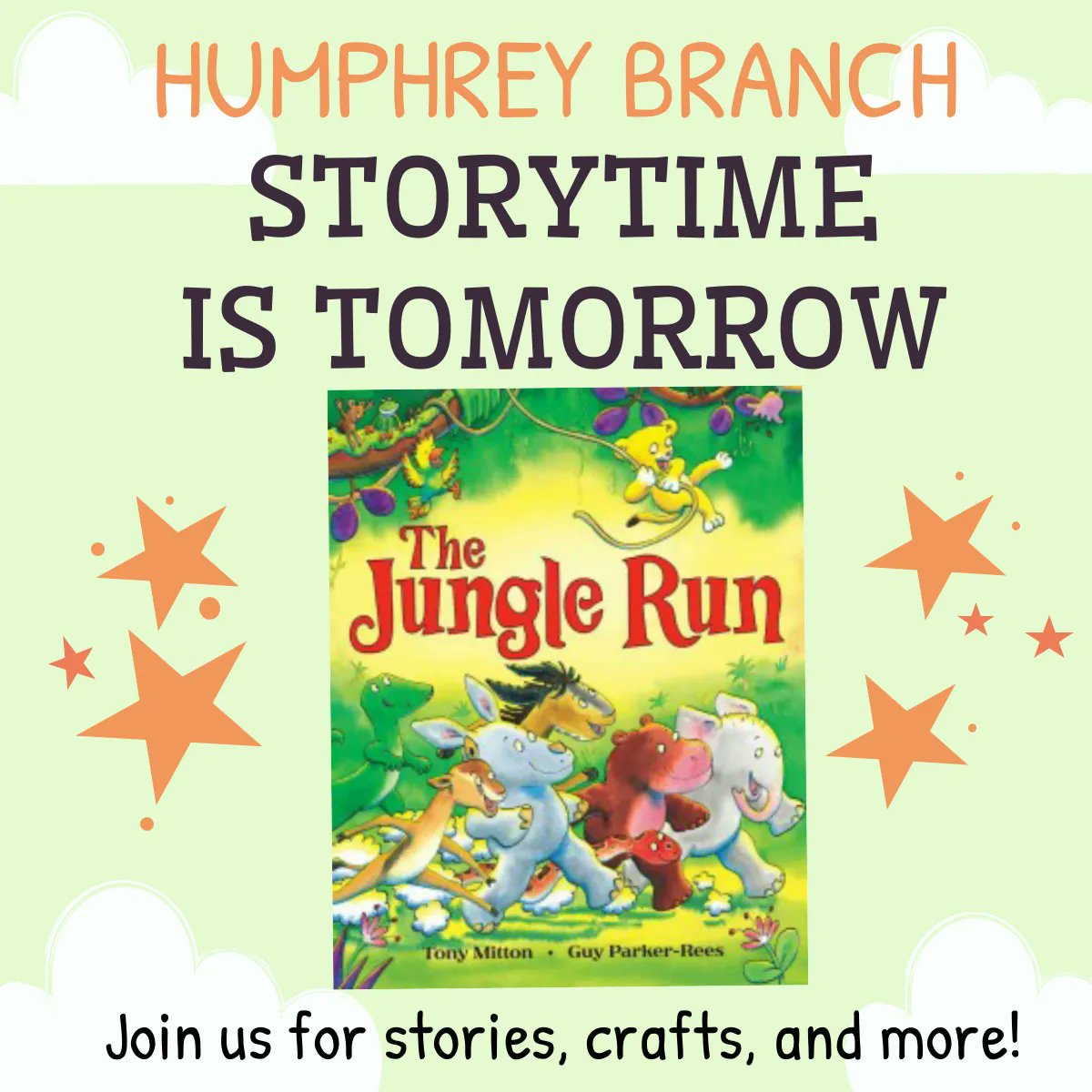 SeguinPL's tweet photo. Join us tomorrow August 3rd at 2 pm at the Humphrey Branch for a jungle adventure storytime. 
We will also have an animal mask craft set out, Lego, Giant Jenga, colouring sheets, and more!
#storytime #wednesdayactivities #maskcraft #seguinpubliclibrariesON https://t.co/cWvytduGed