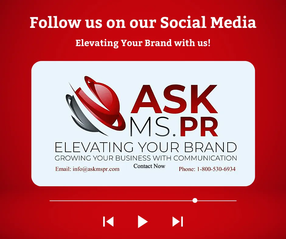 ASK_MS_PR_1's tweet image. To learn more on how we can help, check out our Youtube video: buff.ly/3P16POw
For more info, feel free to reach out to us at: 800-530-6934 or info@askmspr.com
#pr #publicrelations #marketing #businessconsulting