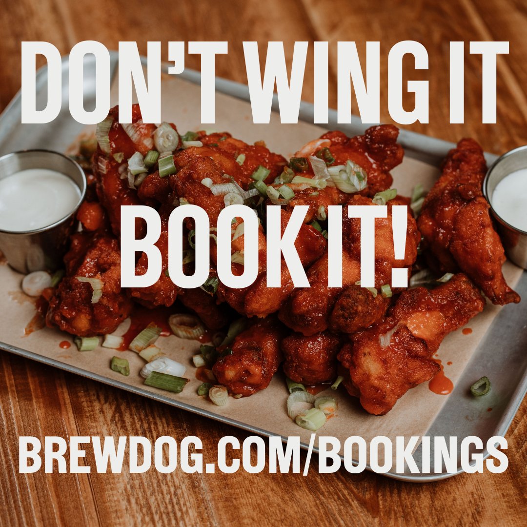 Don't forget to book for wings!

Get your hands on all you can eat chicken, seitan &amp; cauliflower wings drenched in hot buffalo sauce!
Book now at brewdog.com/bookings

#brewdog #brewdogexeter #wings #wingswednesday