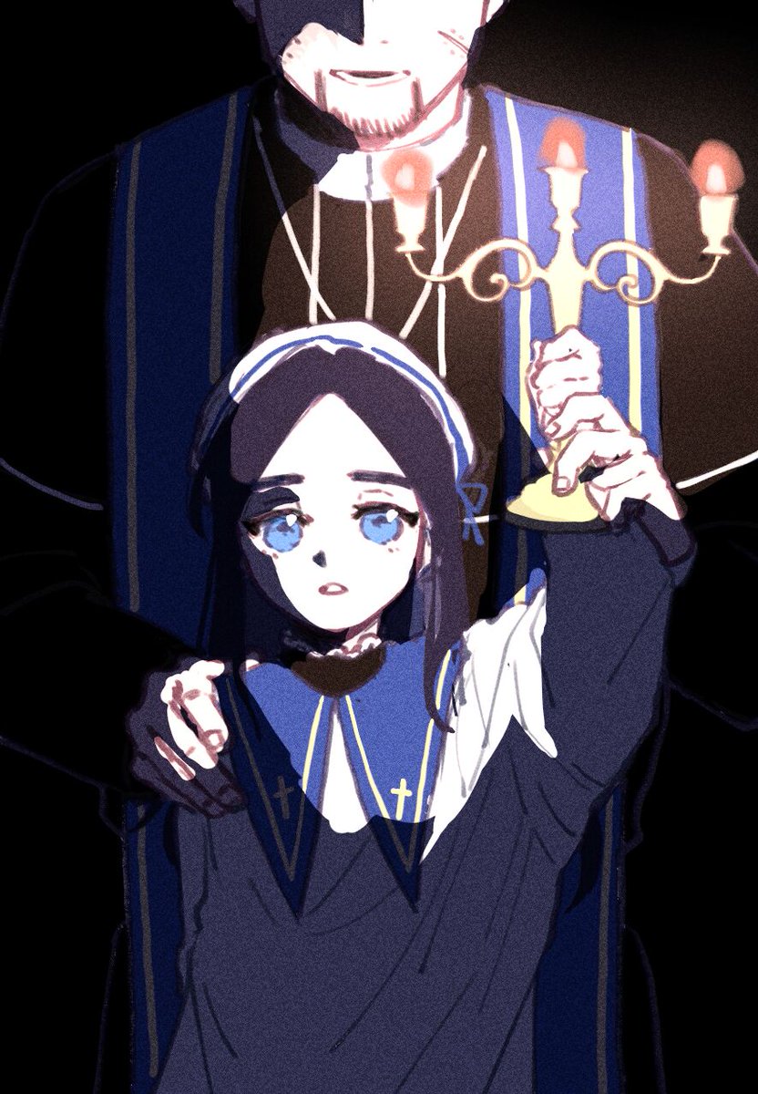 _erqing's tweet photo. 今天拿凑四的神父唱诗班凑数

我流是帕从小爹就失踪 于是一直养在教会 尾本职是杀手跑来装神父躲追杀的 一开始关系挺好后来得知杀父仇人真相后反目成仇 这样的俗套故事
俗是因为我本来只是想看做爱结果画到现在还没画做爱我也不知道为什么（） https://t.co/X0fTnT4i4h