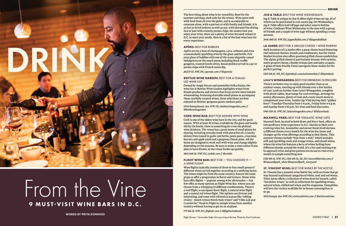 Happy Tuesday! Might we suggest a wine bar crawl? Thanks <a href="/districtfray/">District Fray Magazine</a> for including us on this list! #winebar #dc #wine #winelist
