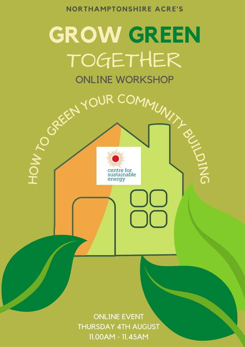 As part of Northampton ACRE's Grow Green Together series, they are offering a FREE online workshop on 'How to Green Your Community Building' looking at inputting low and zero-cost #energy improvements in village halls and #communityspaces

Sign up below 👇
eventbrite.co.uk/e/grow-green-t…