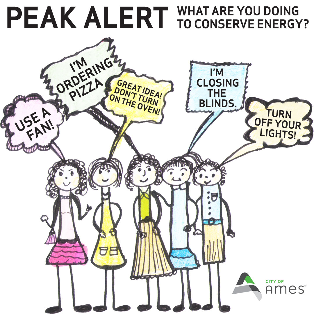cityofames's tweet photo. 🌡️Temps are forecast to hit triple-digits today. Be creative in thinking of ways to reduce electricity use, especially from 4-7pm. Please do your part. Thank you! More energy saving tips here: https://t.co/o6HFEX2TLT
#PeakAlert #ReduceEnergyUse #SmartEnergy https://t.co/hn8PJ7yqUV