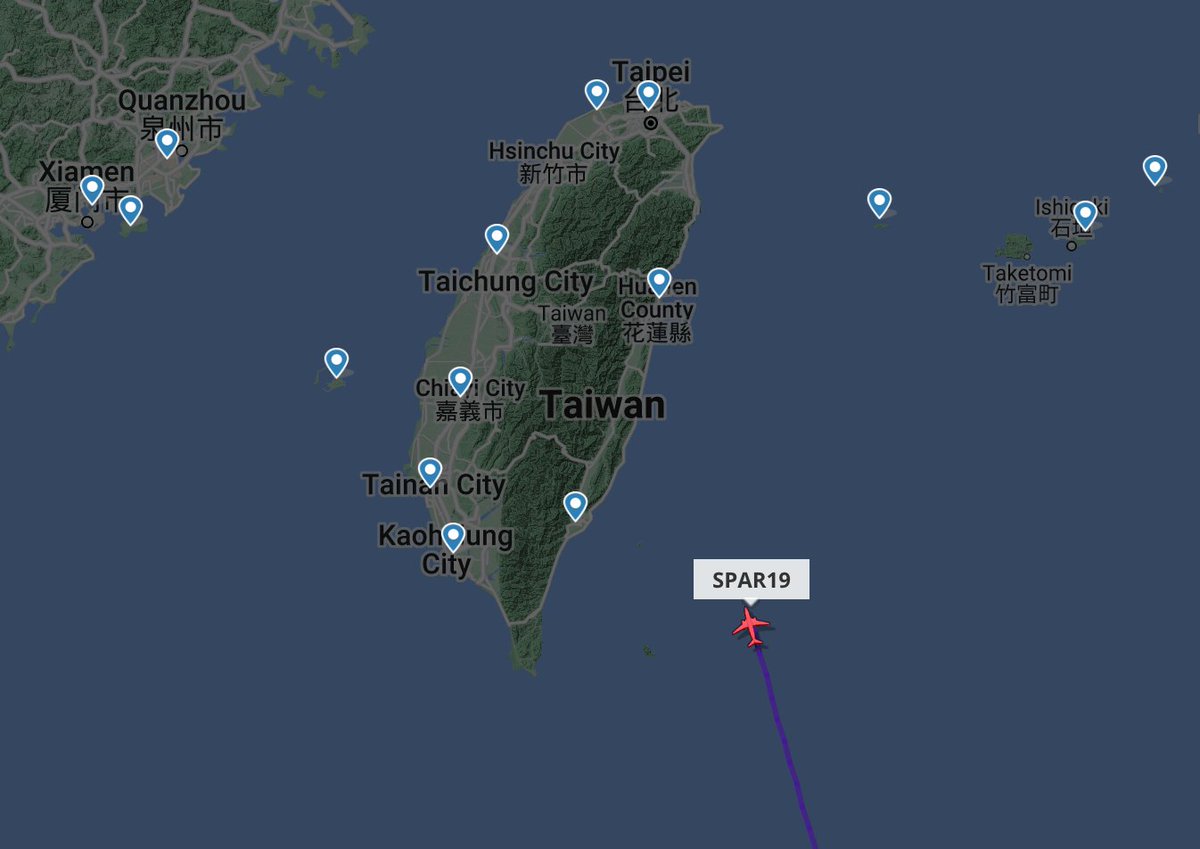 SPAR19 now in Taiwan airspace.  #SPAR19 #China #Taiwan